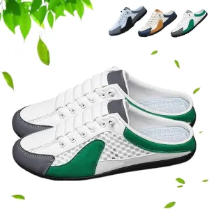 HUIQINGLI Men's Backless Sneakers, Men Slip on Mule Sneakers, Summer Casual Comfortable Mesh Breathable Slip On Mules