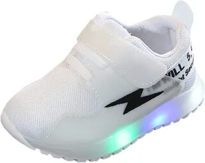 IWIHMIV Toddler Boy Tennis Shoes Girls' Athletic Shoes Kids Light Up Lightweight Non Slip Comfort Sneakers