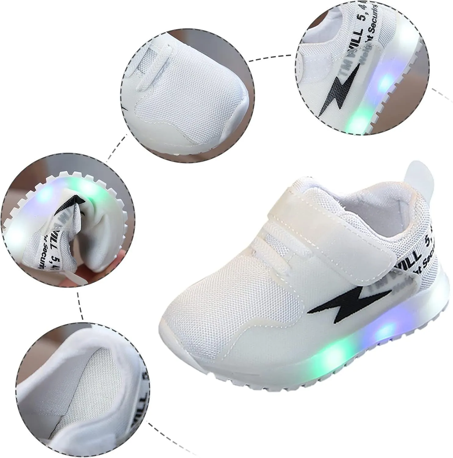 IWIHMIV Toddler Boy Tennis Shoes Girls' Athletic Shoes Kids Light Up Lightweight Non Slip Comfort Sneakers