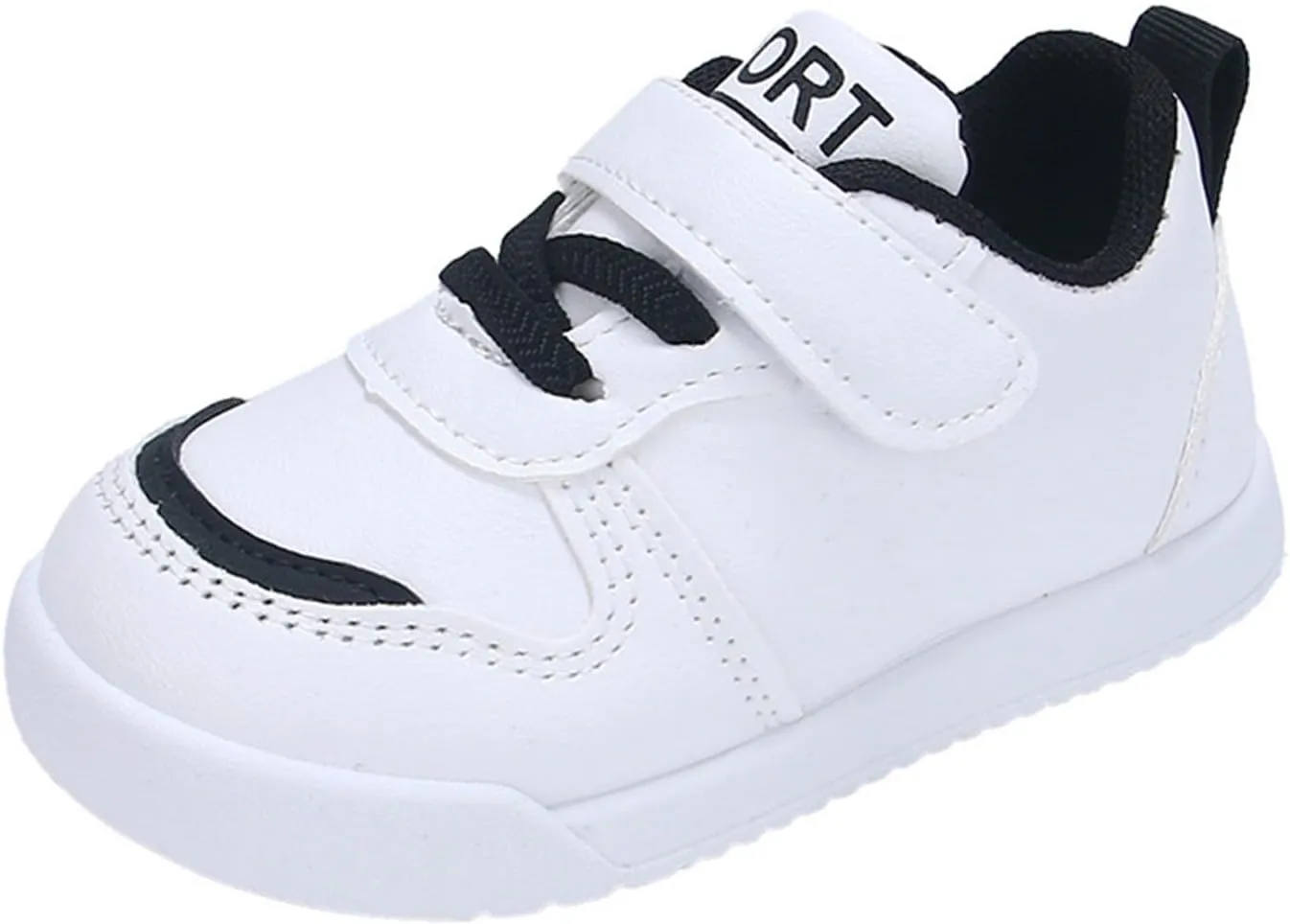 Kids Canvas Boys Girls Fashion White Sneaker Athletic Running Shoe with One Strap Non-Slip Soft Rubber Sole Shoes