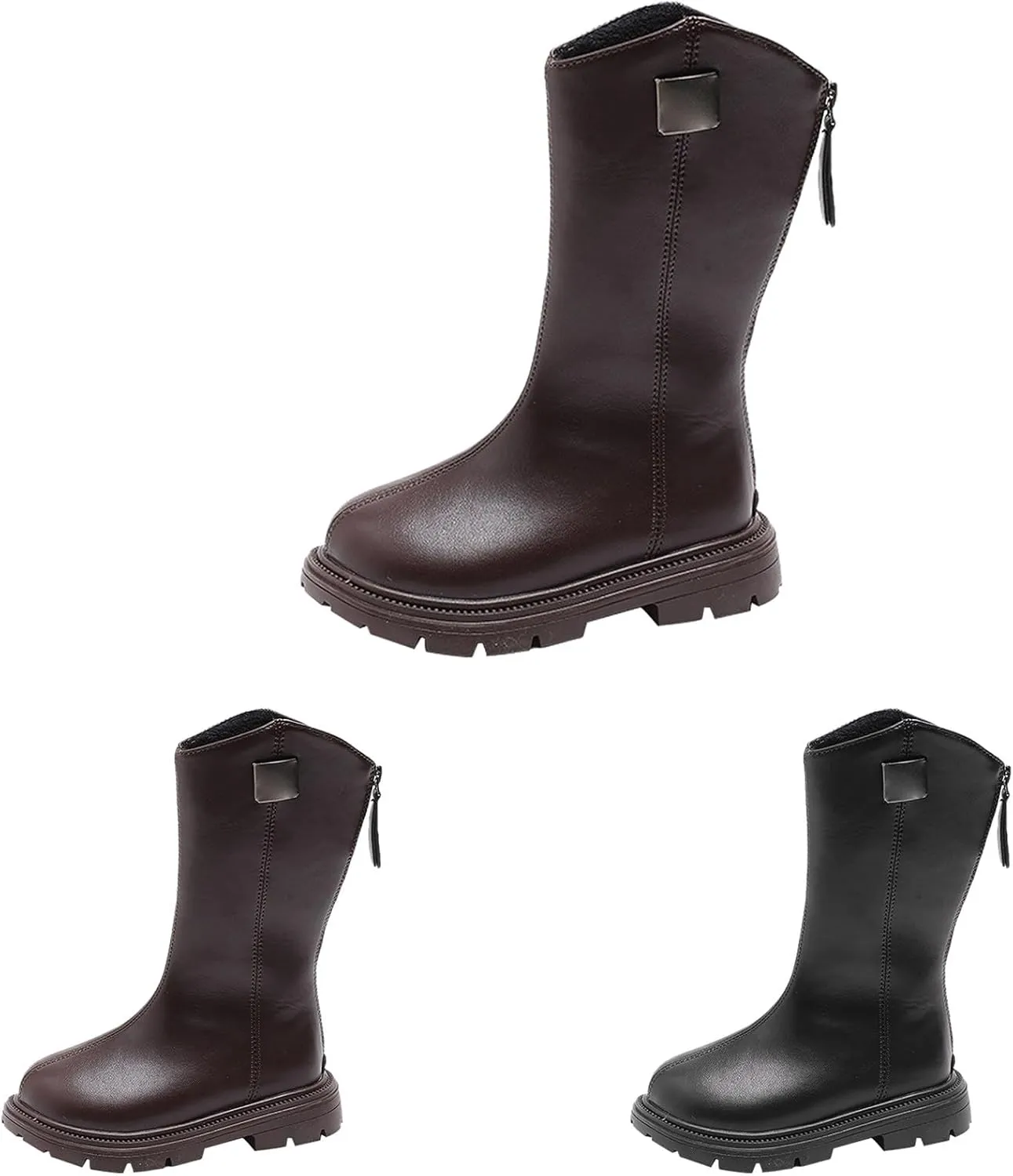 Kids Classic Riding Boots Stretchy Easy-Fit Synthetic Western Cowboy Booties Toddler Soft Bottom Breathable Shoes