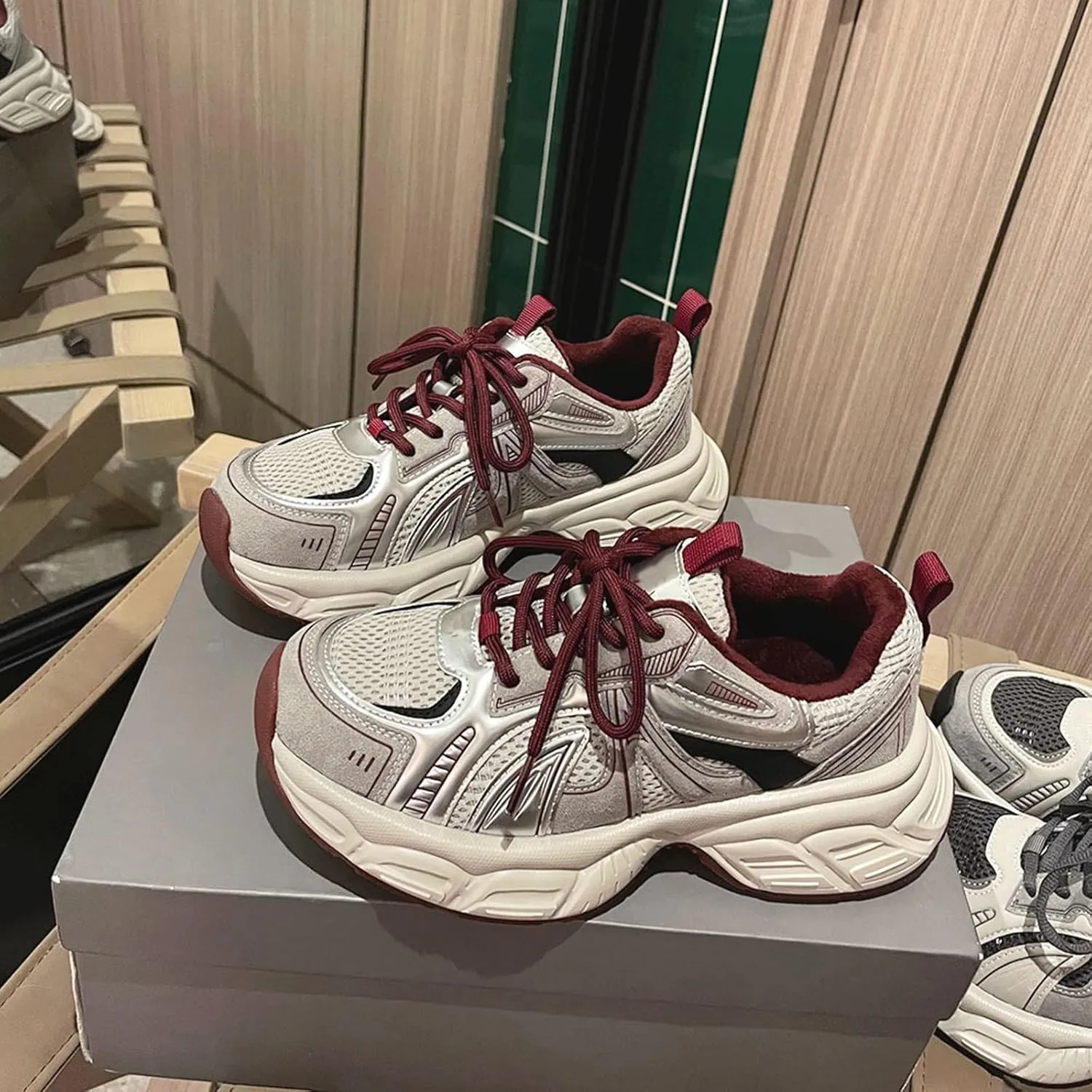 Kids Lace Sneakers Outdoor Running Non Slip Sport Shoes Cute Breathable Boys Girls Mesh Padded Sneakers for Toddler