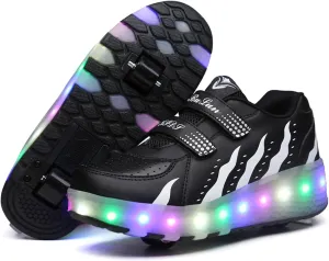 Kids Roller Skate Shoes Roller Sport Sneakers Shoes for Boys Girls Outdoor Parkour Shoes with 4-Wheels Retractable Sneakers Shoes for Birthday Children Show Gift