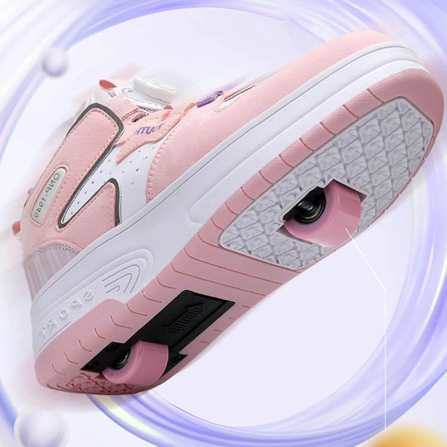 Kids Roller Skates Shoes Sneakers for Boys & Girls, Outdoor Parkour Shoes with 2 Wheels Unisex Skateboarding Shoe Retractable Skating Shoes for Children's Park Walking Sports