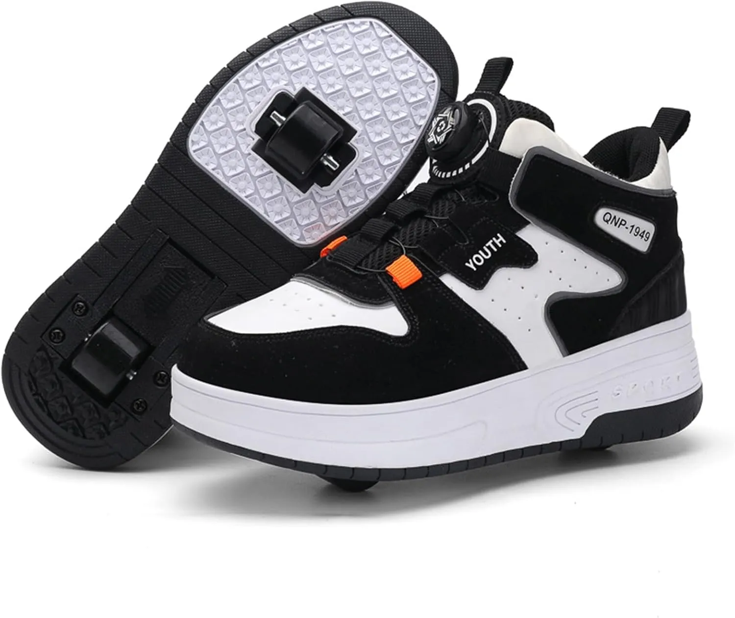Kids Roller Skates Shoes Sneakers for Boys & Girls, Outdoor Parkour Shoes with 2 Wheels Unisex Skateboarding Shoe Retractable Skating Shoes for Children's Park Walking Sports