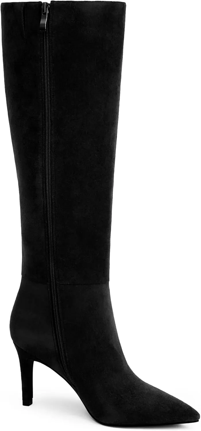 Knee High Boots Women Pointed Toe Tall Boots 3 In Stiletto High Heel Long Boots Side Zipper Dress Knee High Boots