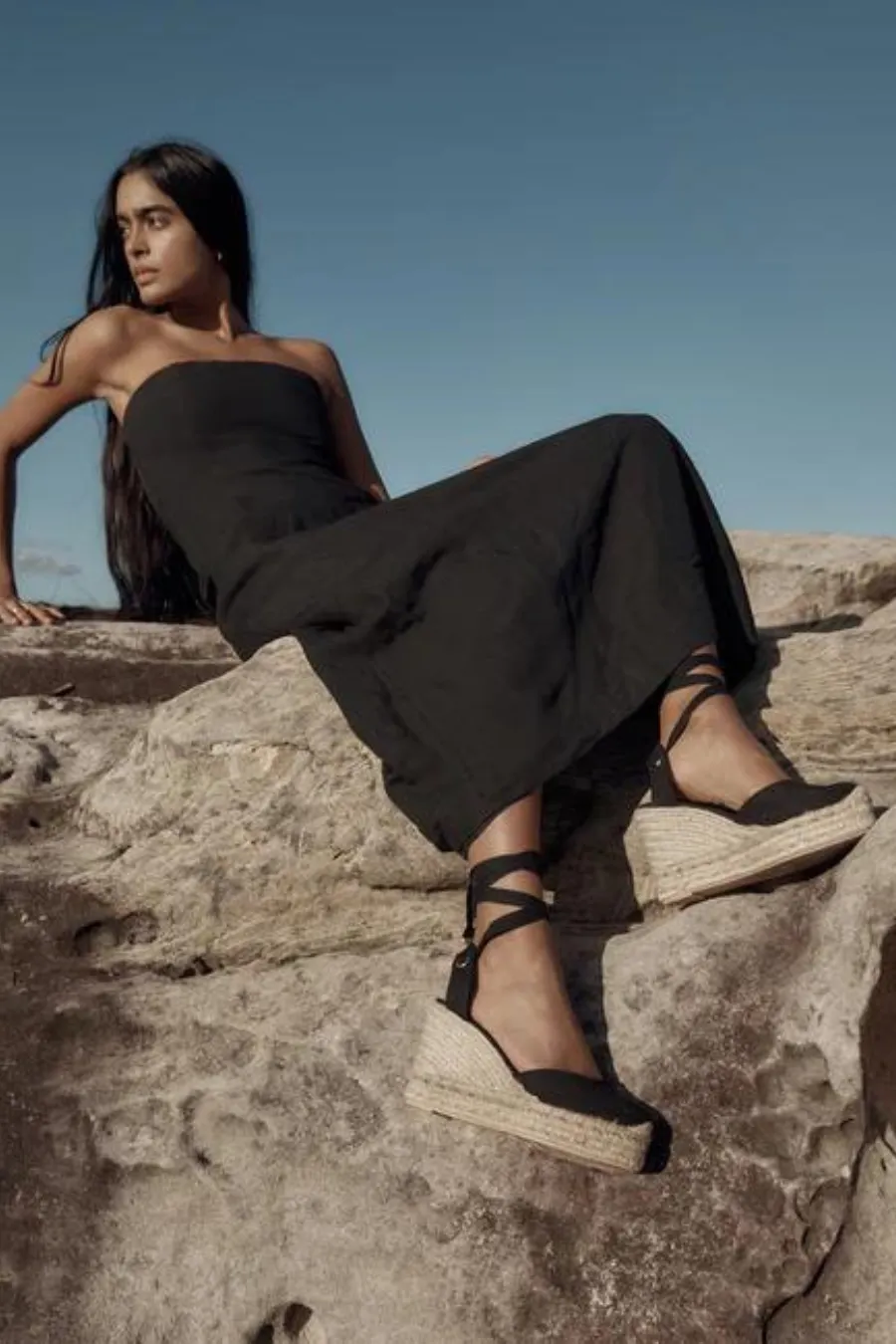 La Tribe x Caitlin Crisp High Wedge Espadrille Black