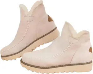 Ladmiple Snow Boots For Women 2023 Trendy Winter Boots Faux Fur Lined Slip On Ankle Booties Fashion Warm Outdoor Walking Shoe