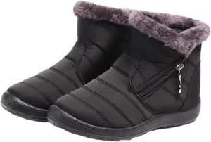Ladmiple Winter Boots For Women Waterproof Snow Wide Width Fur Lined Warm Ankle Booties Slip On Outdoor Comfortable Shoes