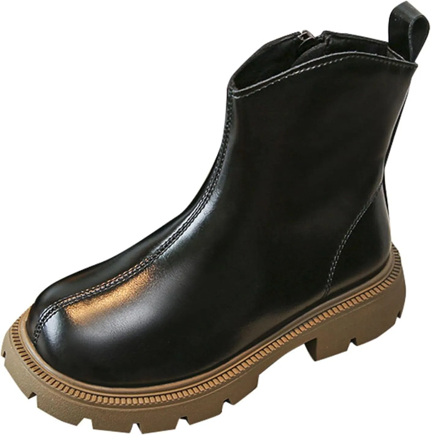 Little Child Leather Ankle Boot Big Kids Warm Side Zipper Warm Side Solid Classic Fashion Water Proof Work Shoes