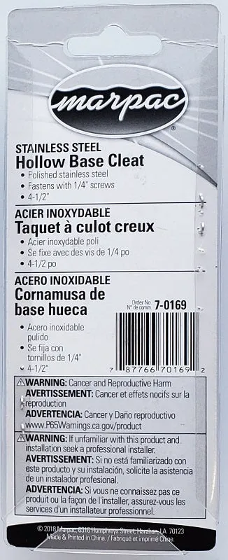 Marpac 4-1/2" Stainless Steel Hollow Base Cleat 7-0169