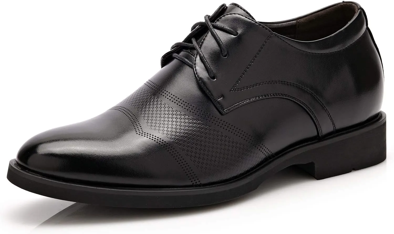 Men??s 2-Inch Elevator Leather Oxford Shoes, 2" Taller Derby Perforated Dress Shoes for Business Meetings Job Interviews Wedding