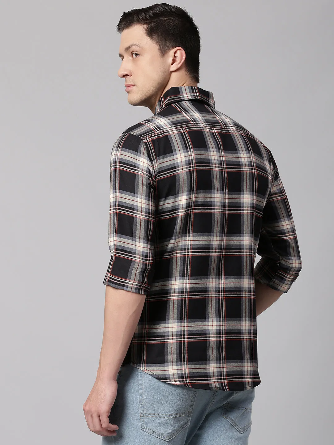 Men's Black Slim Fit Polycotton Casual Shirt