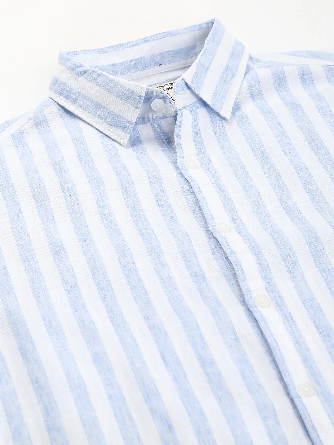 Men's Blue Slim Fit Linen Casual Shirt