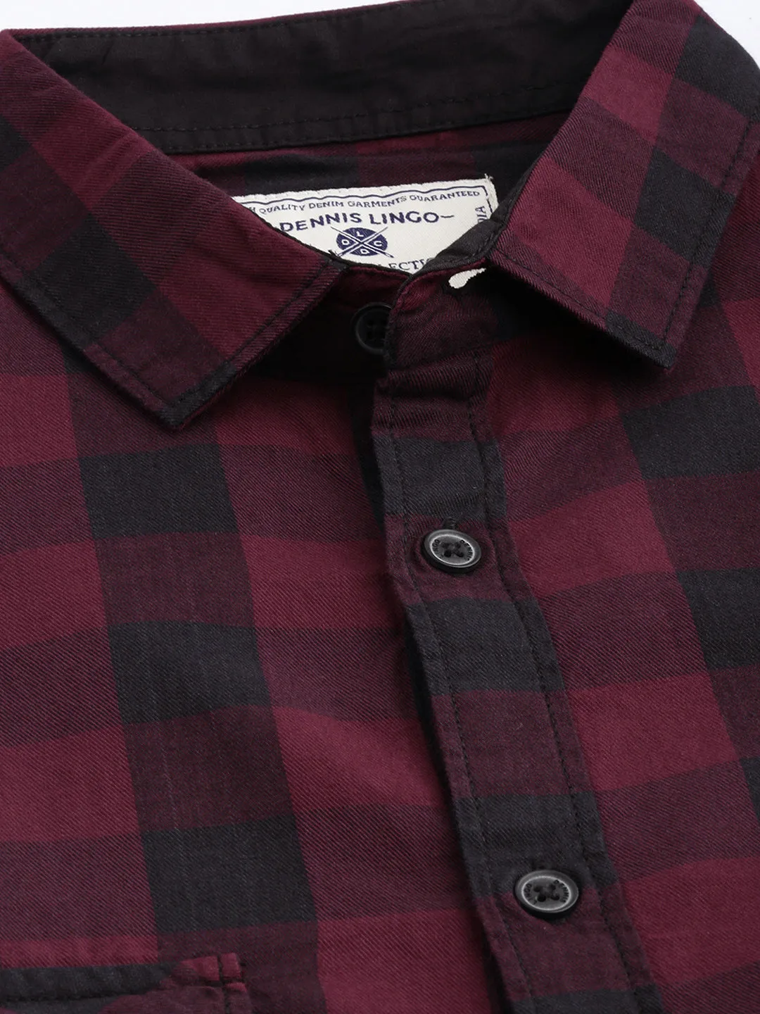Men's Checkered Maroon Slim Fit Shirts (Maroon)