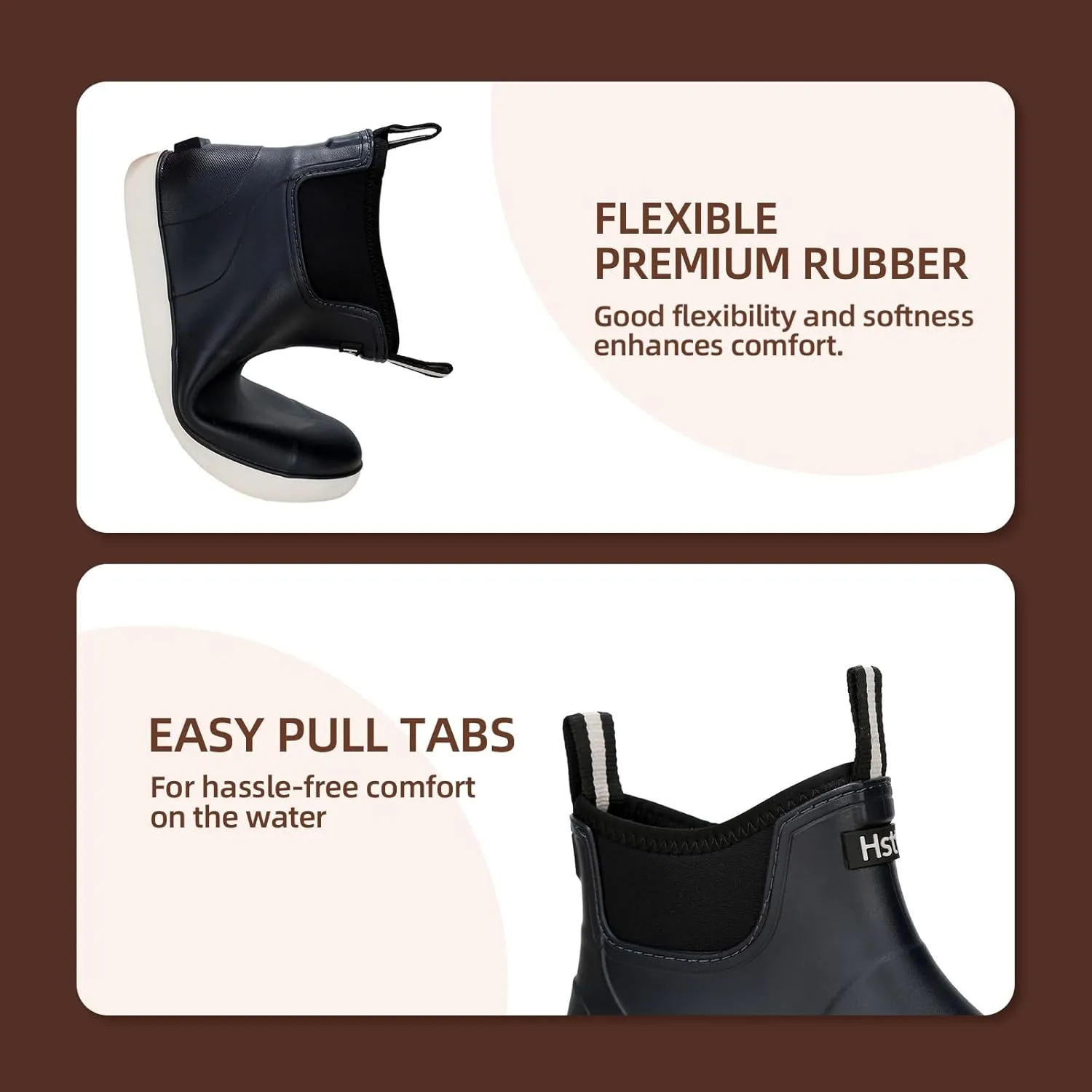 Men??s Deck Boots, Waterproof Men High Traction Fishing Boots, Lightweight Garden Rain Boots, Rubber Boots for Work Ankle, Durable Water Shoes for Boat