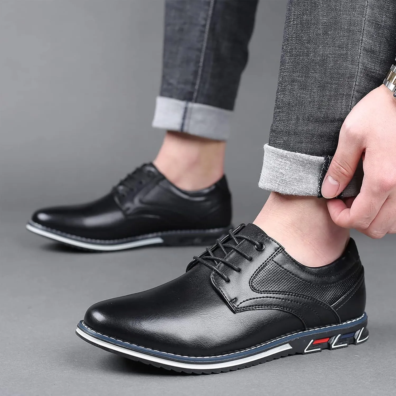 Mens Dress Shoes Casual Oxford Derby Orthopedic Leather Shoes Comfortable Walking Shoes Business Office Loafers Work Flats