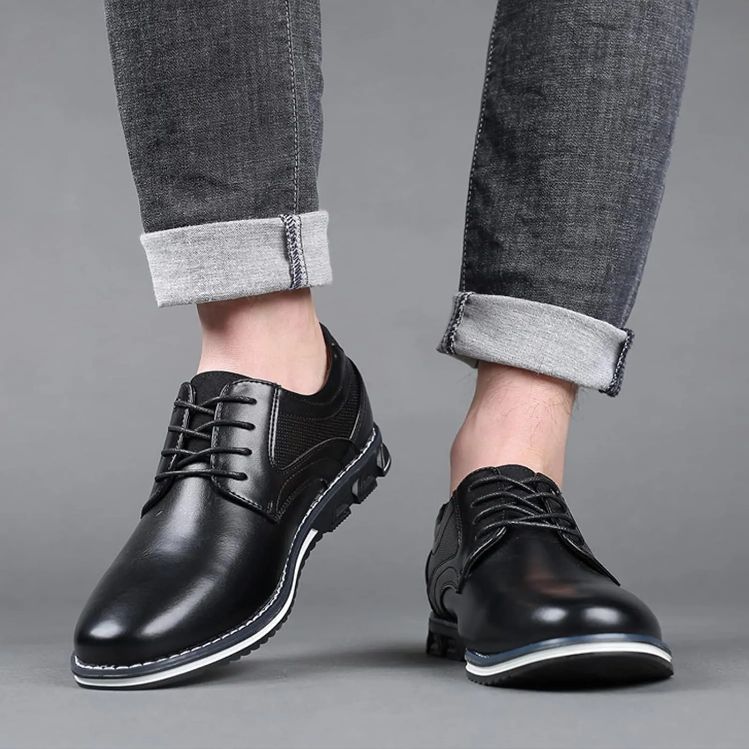 Mens Dress Shoes Casual Oxford Derby Orthopedic Leather Shoes Comfortable Walking Shoes Business Office Loafers Work Flats