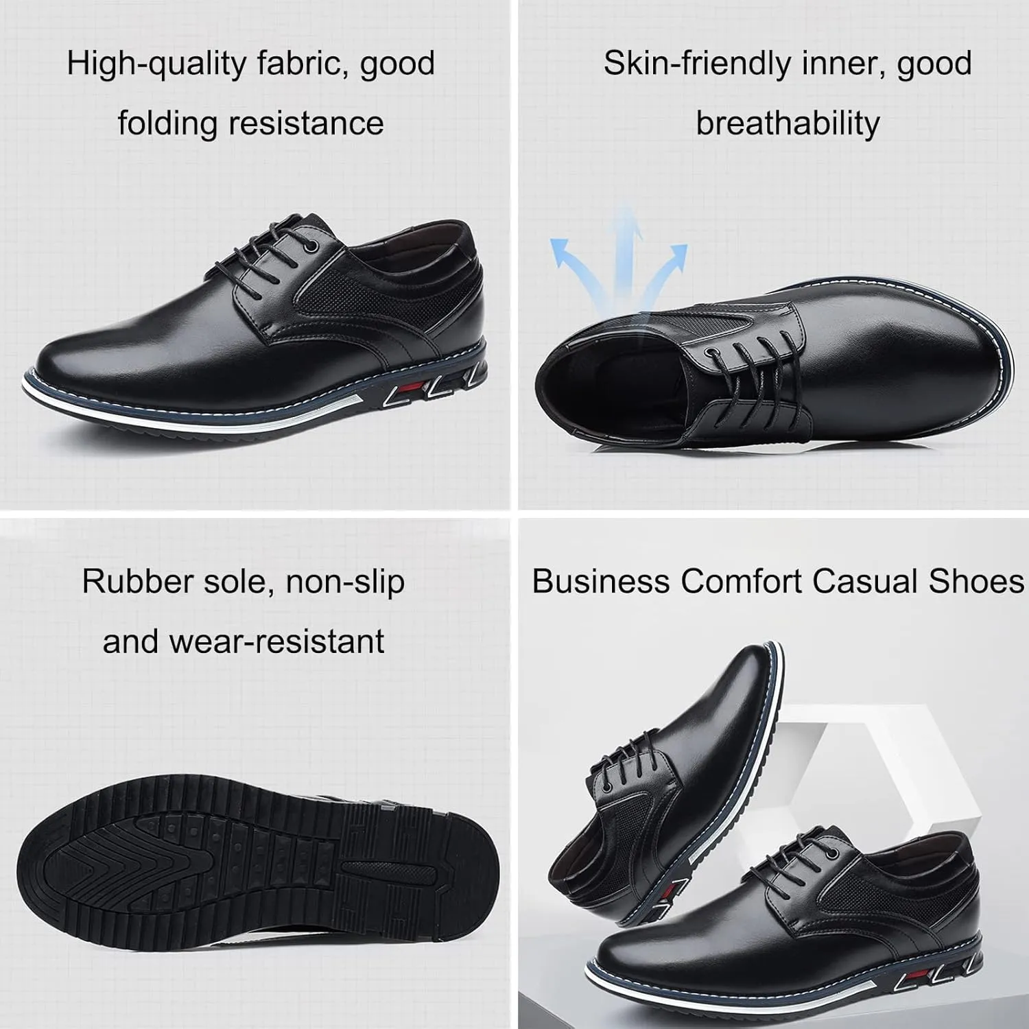 Mens Dress Shoes Casual Oxford Derby Orthopedic Leather Shoes Comfortable Walking Shoes Business Office Loafers Work Flats