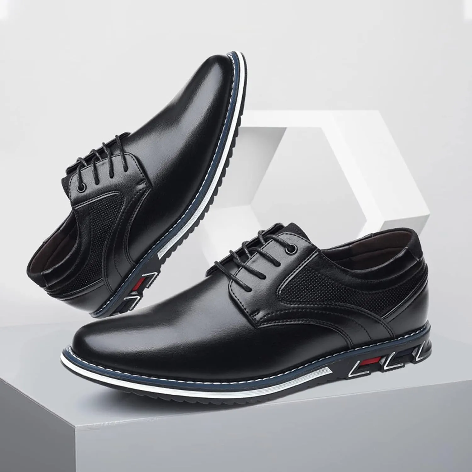 Mens Dress Shoes Casual Oxford Derby Orthopedic Leather Shoes Comfortable Walking Shoes Business Office Loafers Work Flats