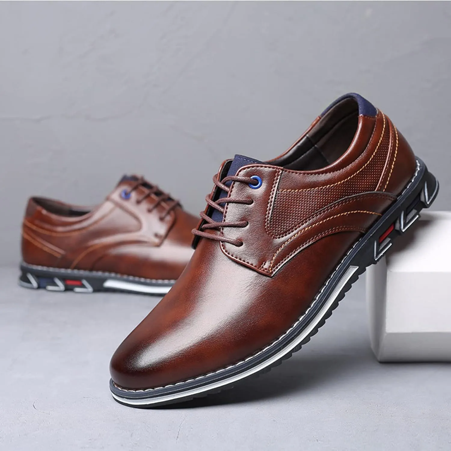Mens Dress Shoes Casual Oxford Derby Orthopedic Leather Shoes Comfortable Walking Shoes Business Office Loafers Work Flats