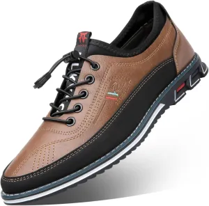 Mens Dress Shoes Casual Oxfords Lace-Up Lightweight Formal Business Shoes Leather Loafers Fashion Sneakers Driving Loafers Orange