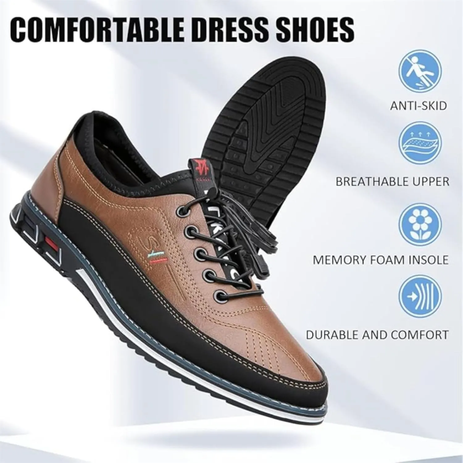 Mens Dress Shoes Casual Oxfords Lace-Up Lightweight Formal Business Shoes Leather Loafers Fashion Sneakers Driving Loafers Orange