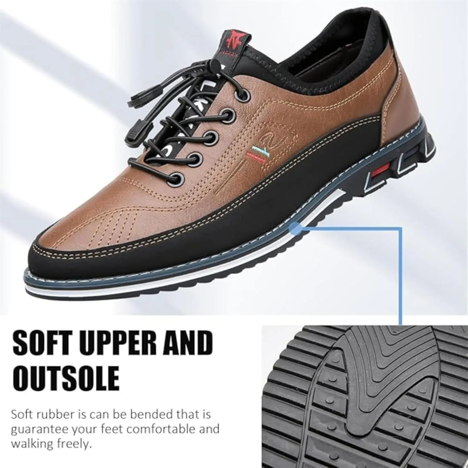 Mens Dress Shoes Casual Oxfords Lace-Up Lightweight Formal Business Shoes Leather Loafers Fashion Sneakers Driving Loafers Orange