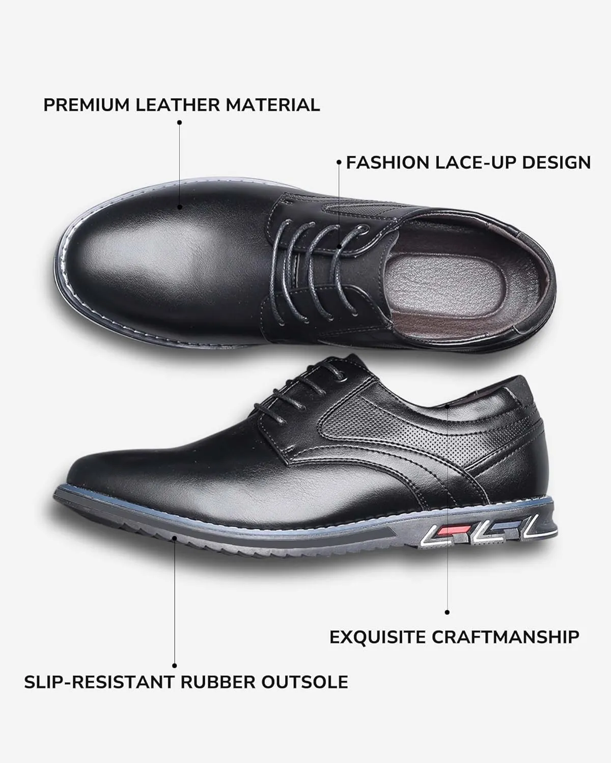 Men??s Dress Shoes No-Stripe Casual Business Oxford Derby Orthopedic Leather Shoes Comfortable Walking Shoes Office Loafers Work Flats