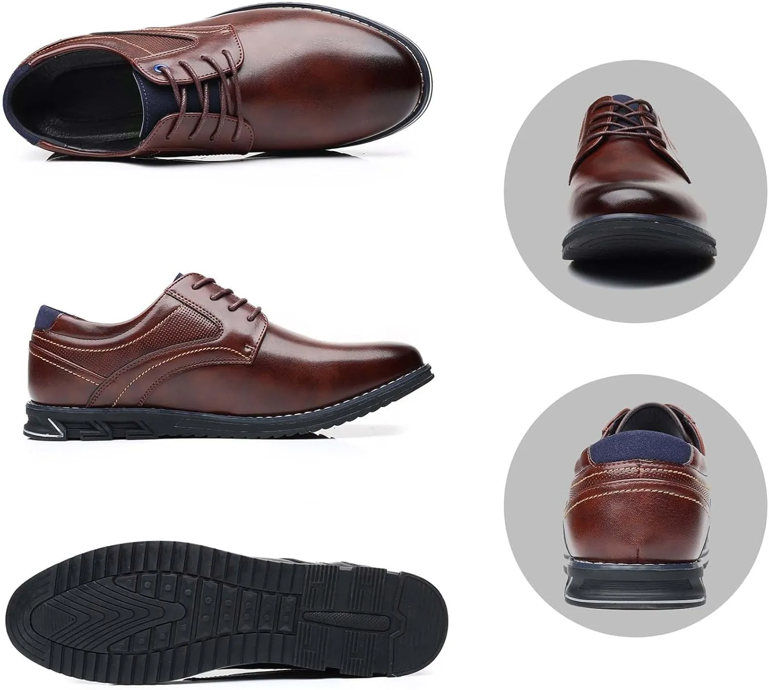 Men??s Dress Shoes No-Stripe Casual Business Oxford Derby Orthopedic Leather Shoes Comfortable Walking Shoes Office Loafers Work Flats