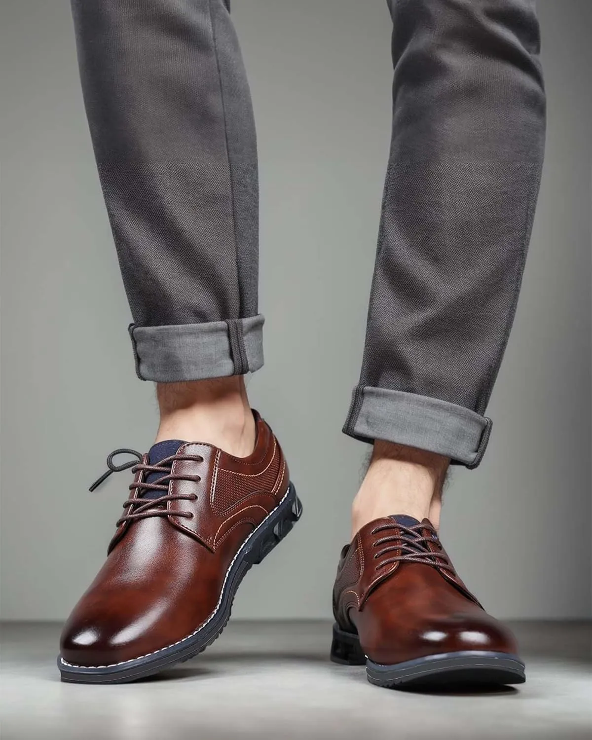 Men??s Dress Shoes No-Stripe Casual Business Oxford Derby Orthopedic Leather Shoes Comfortable Walking Shoes Office Loafers Work Flats