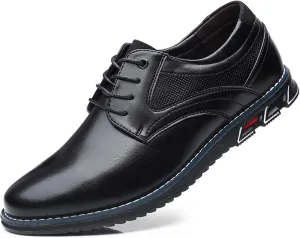 Men??s Dress Shoes No-Stripe Casual Business Oxford Derby Orthopedic Leather Shoes Comfortable Walking Shoes Office Loafers Work Flats