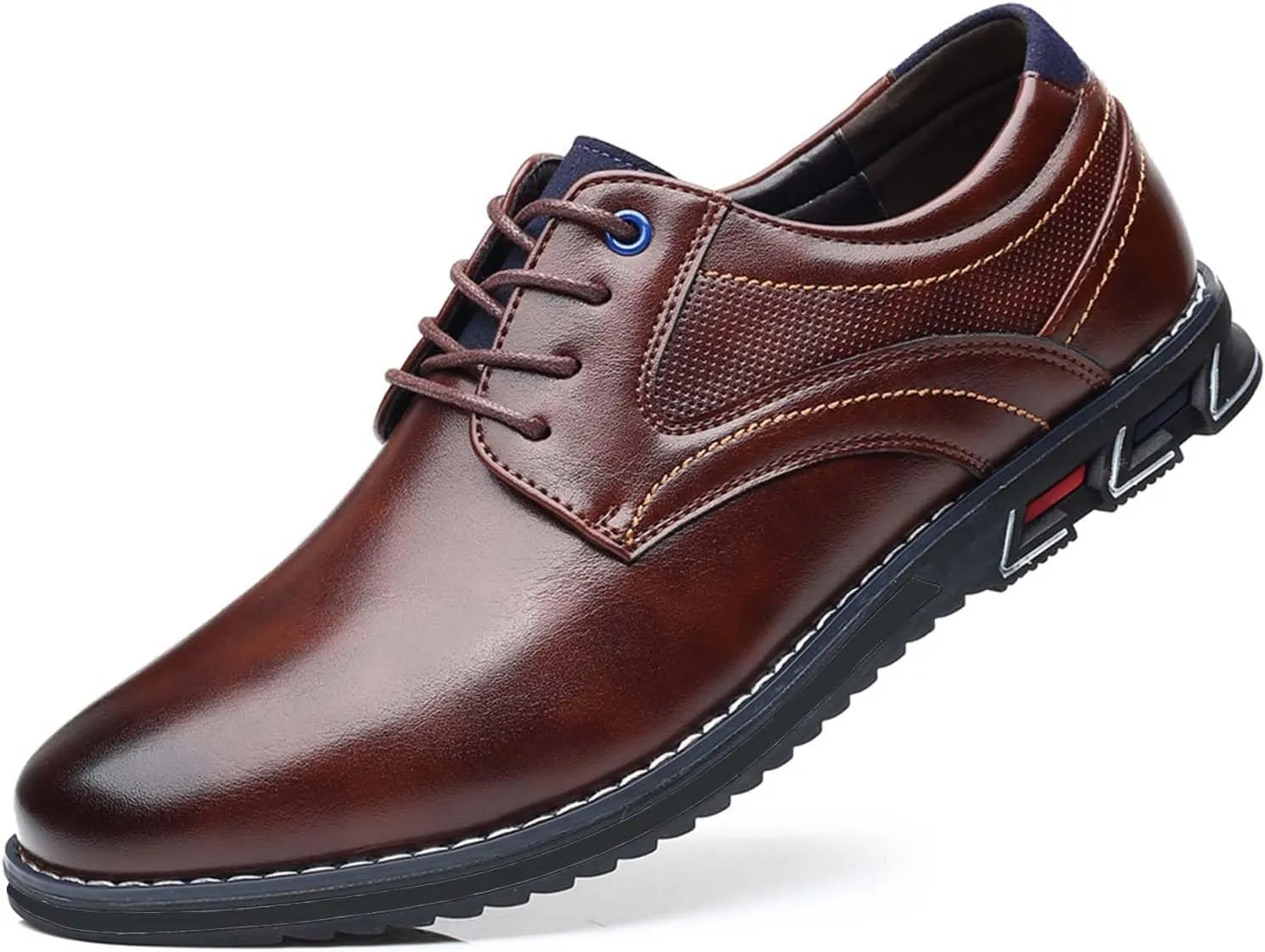 Men??s Dress Shoes No-Stripe Casual Business Oxford Derby Orthopedic Leather Shoes Comfortable Walking Shoes Office Loafers Work Flats