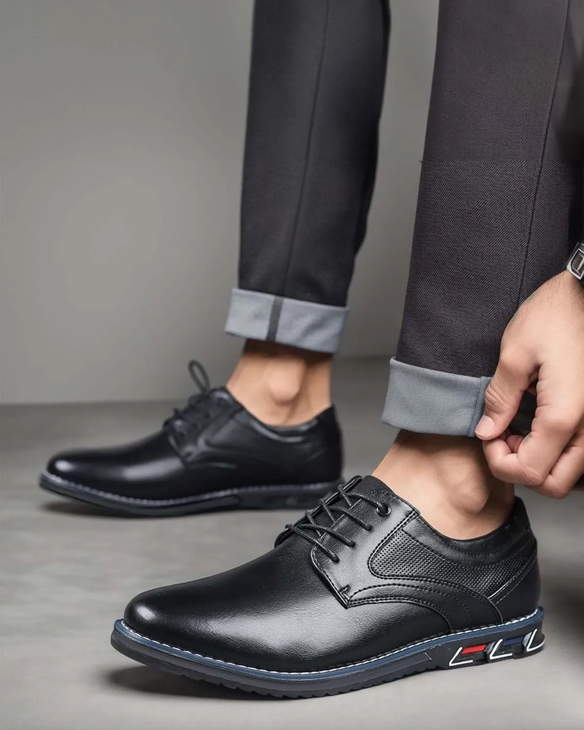 Men??s Dress Shoes No-Stripe Casual Business Oxford Derby Orthopedic Leather Shoes Comfortable Walking Shoes Office Loafers Work Flats