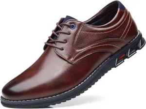 Men??s Dress Shoes No-Stripe Casual Business Oxford Derby Orthopedic Leather Shoes Comfortable Walking Shoes Office Loafers Work Flats