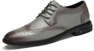 Men's Dress Shoes Two Tone Cowhide Leather Oxford Shoes with Brogue Details for Formal Business and Wedding - Derby Style