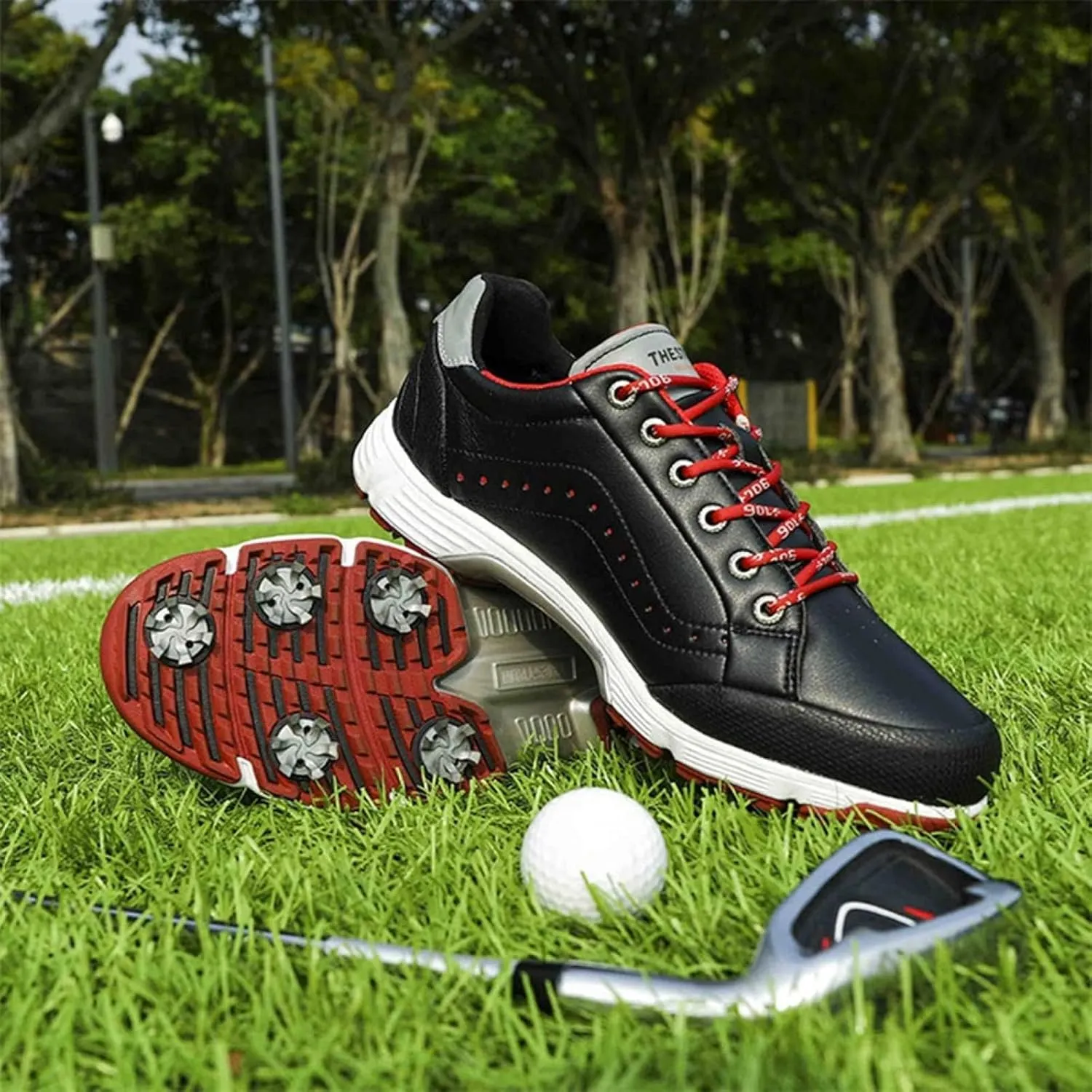 Men's Golf Shoes Professional Waterproof Spike Plus Size Golf Shoes Men's Lightweight Outdoor Non-Slip Walking Shoes