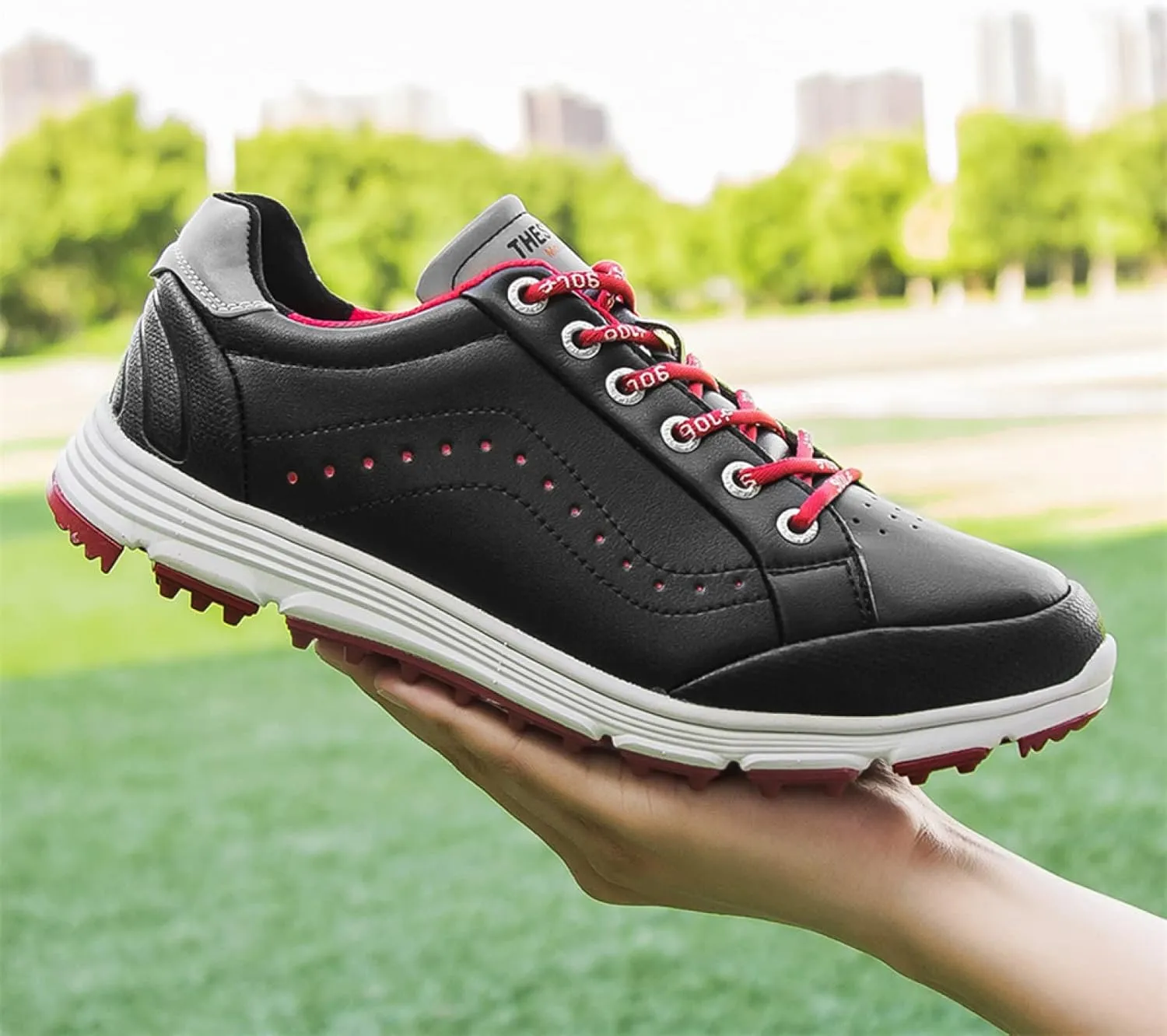 Men's Golf Shoes Professional Waterproof Spike Plus Size Golf Shoes Men's Lightweight Outdoor Non-Slip Walking Shoes