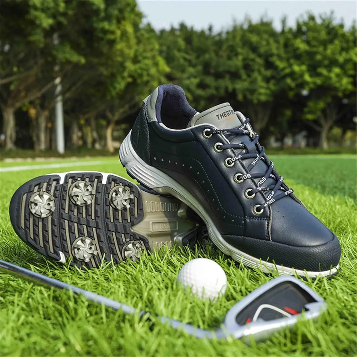 Men's Golf Shoes Professional Waterproof Spike Plus Size Golf Shoes Men's Lightweight Outdoor Non-Slip Walking Shoes