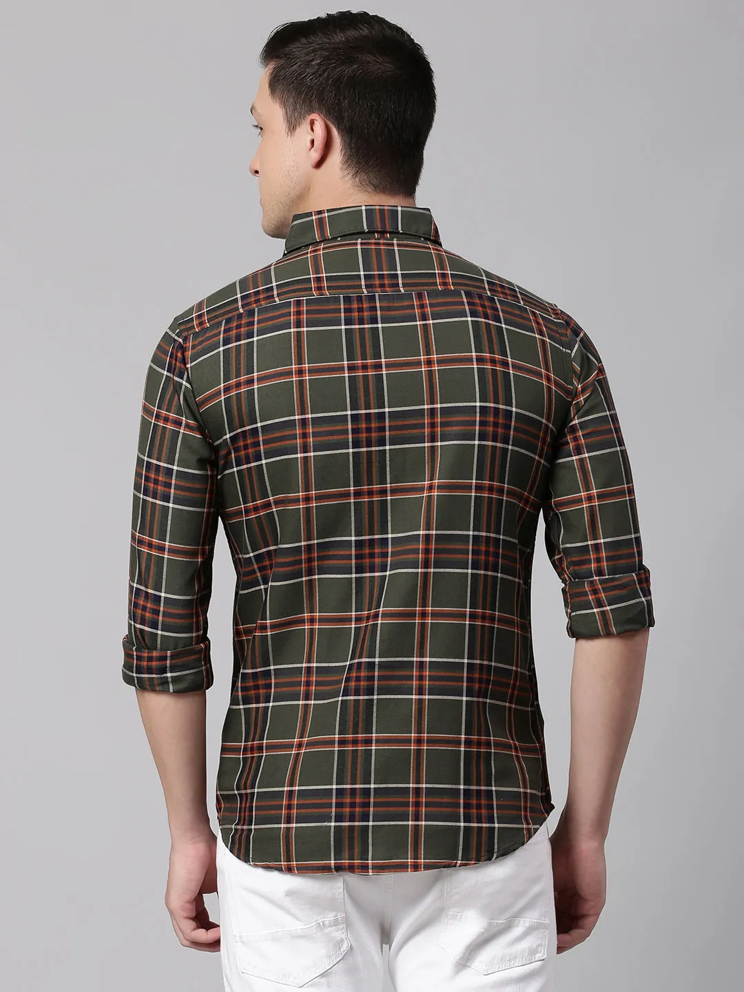 Men's Green Slim Fit Polycotton Casual Shirt