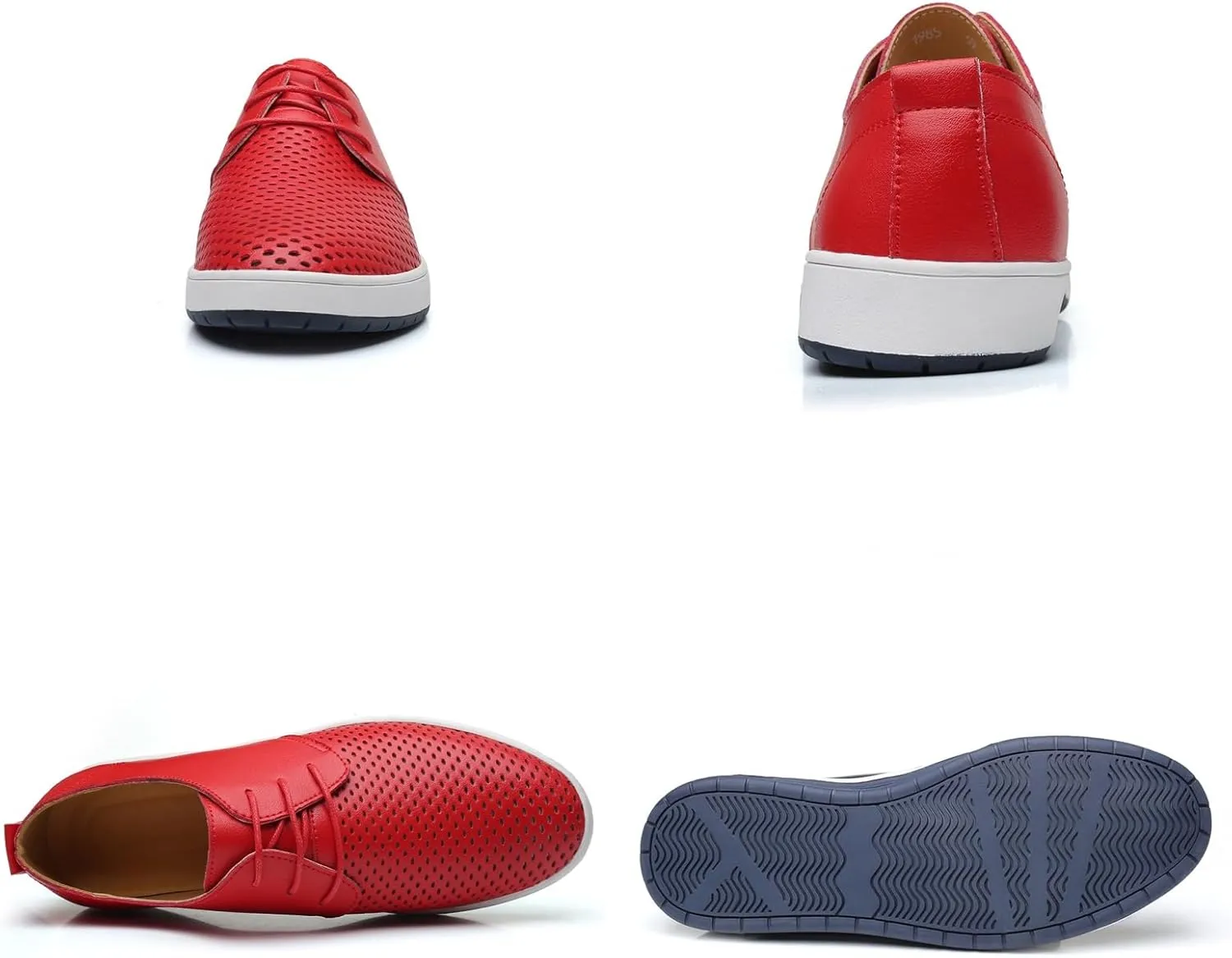 Mens Hollow Breathable Lace Up Leather Loafers Classical Round Head Derby Shoes Lightweight Flats Dress Business Oxford Shoes