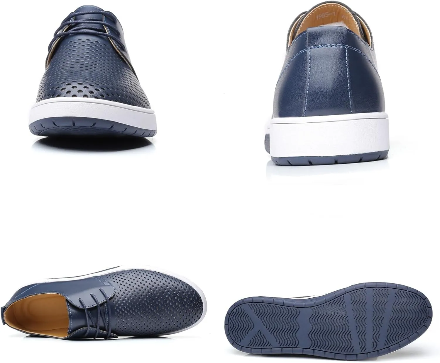 Mens Hollow Breathable Lace Up Leather Loafers Classical Round Head Derby Shoes Lightweight Flats Dress Business Oxford Shoes