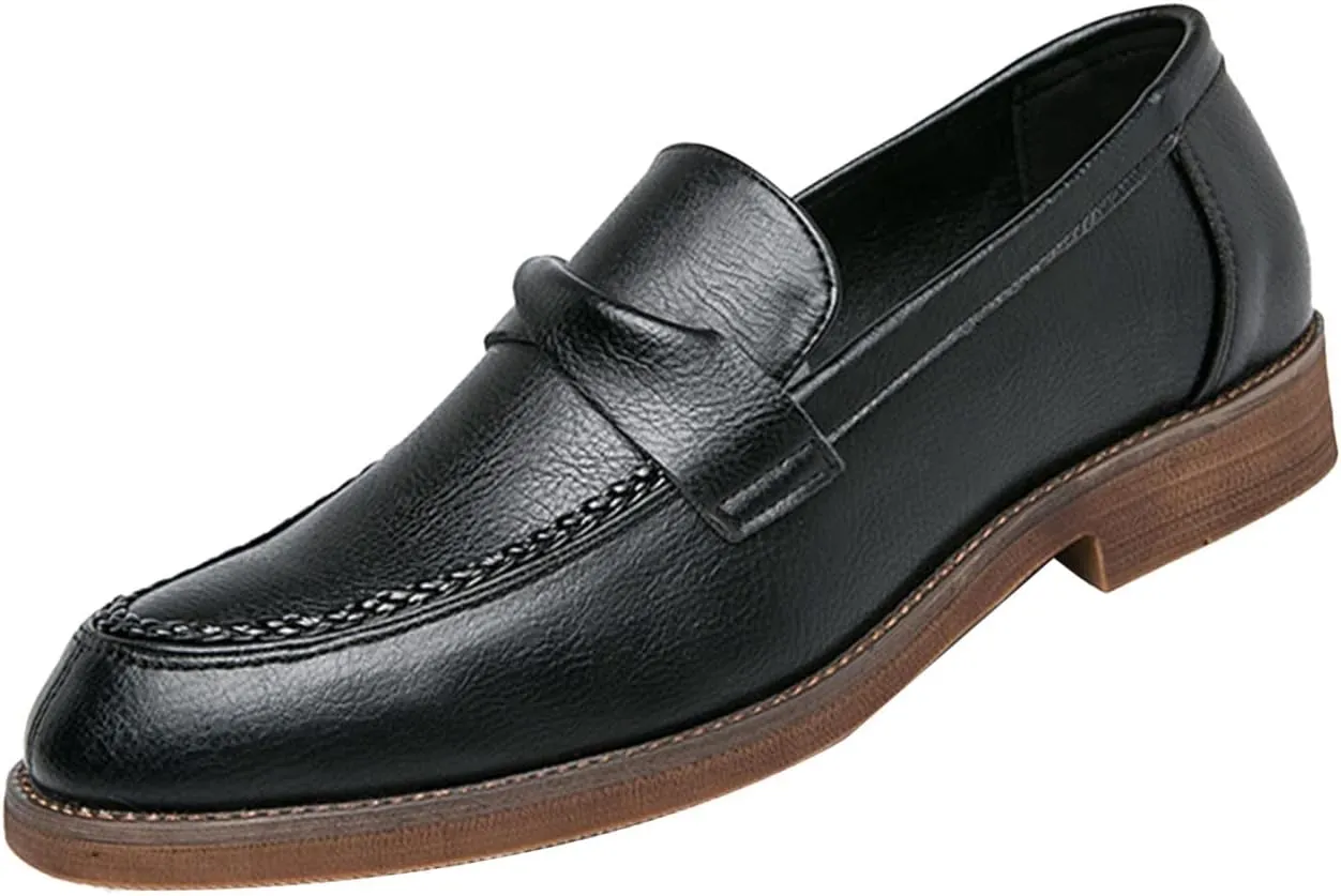 Men's Leather Penny Loafers Dress Shoes Classic Comfort Slip On Soft Sole Business Work Casual Formal Shoes Dating Derby Shoes for Men