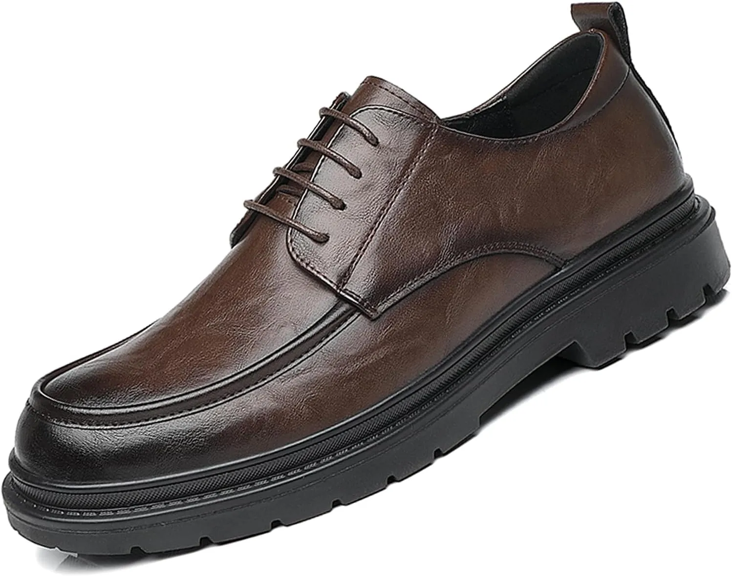 Men's Leather Platform Oxford Derby Shoes Hollow Out Breathable Lace-Up Business Casual Work Dress Shoes for Office Formal Comfort Walking