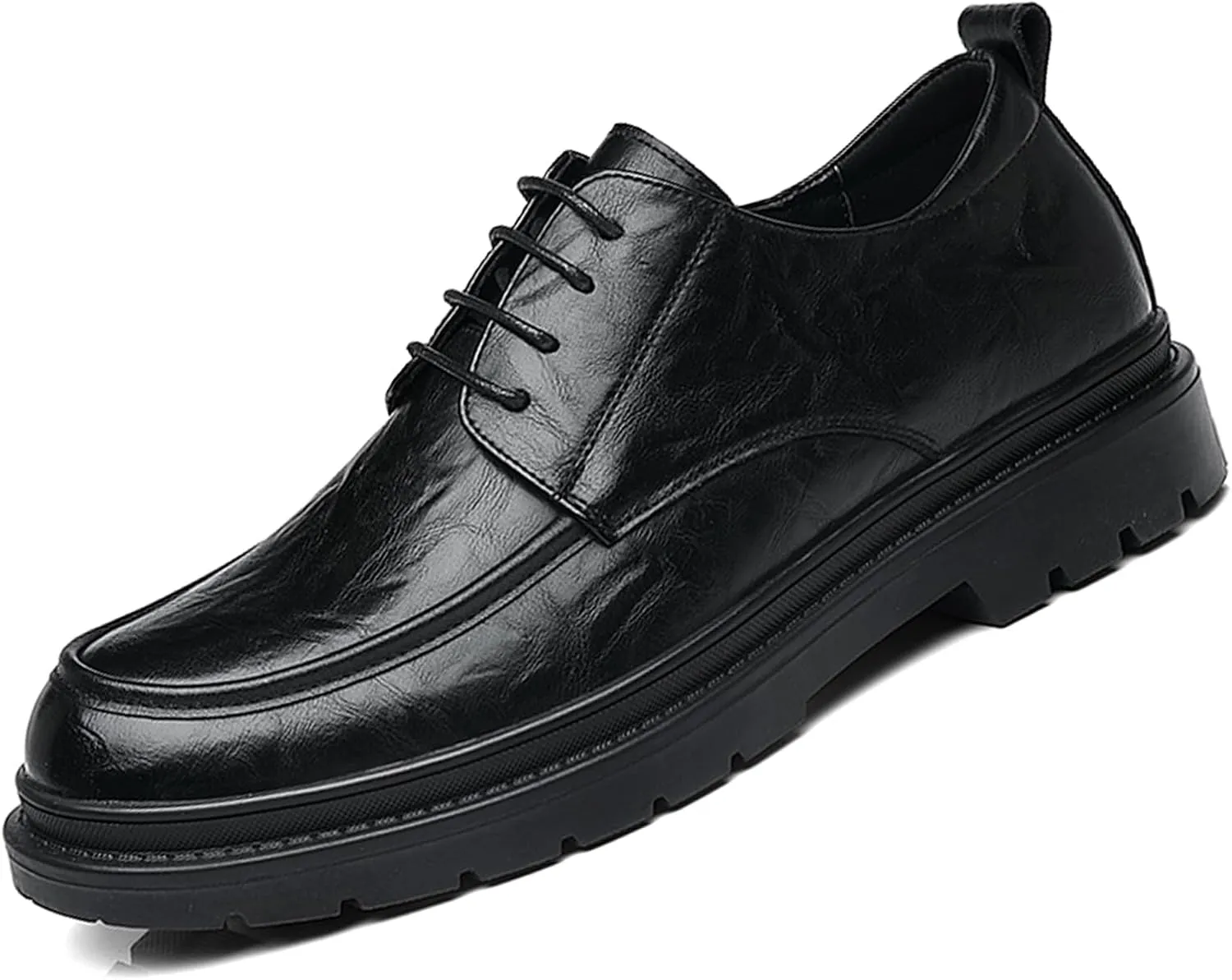 Men's Leather Platform Oxford Derby Shoes Hollow Out Breathable Lace-Up Business Casual Work Dress Shoes for Office Formal Comfort Walking