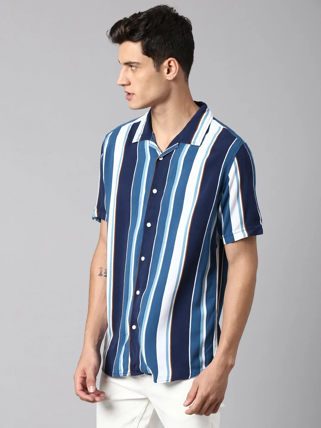 Men's Navy Slim Fit Casual Shirt