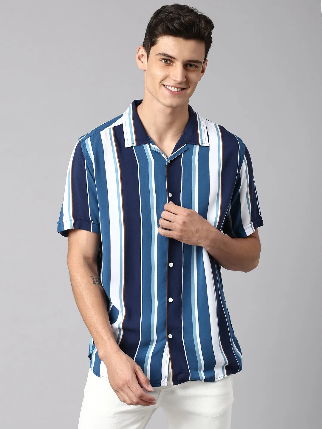 Men's Navy Slim Fit Casual Shirt