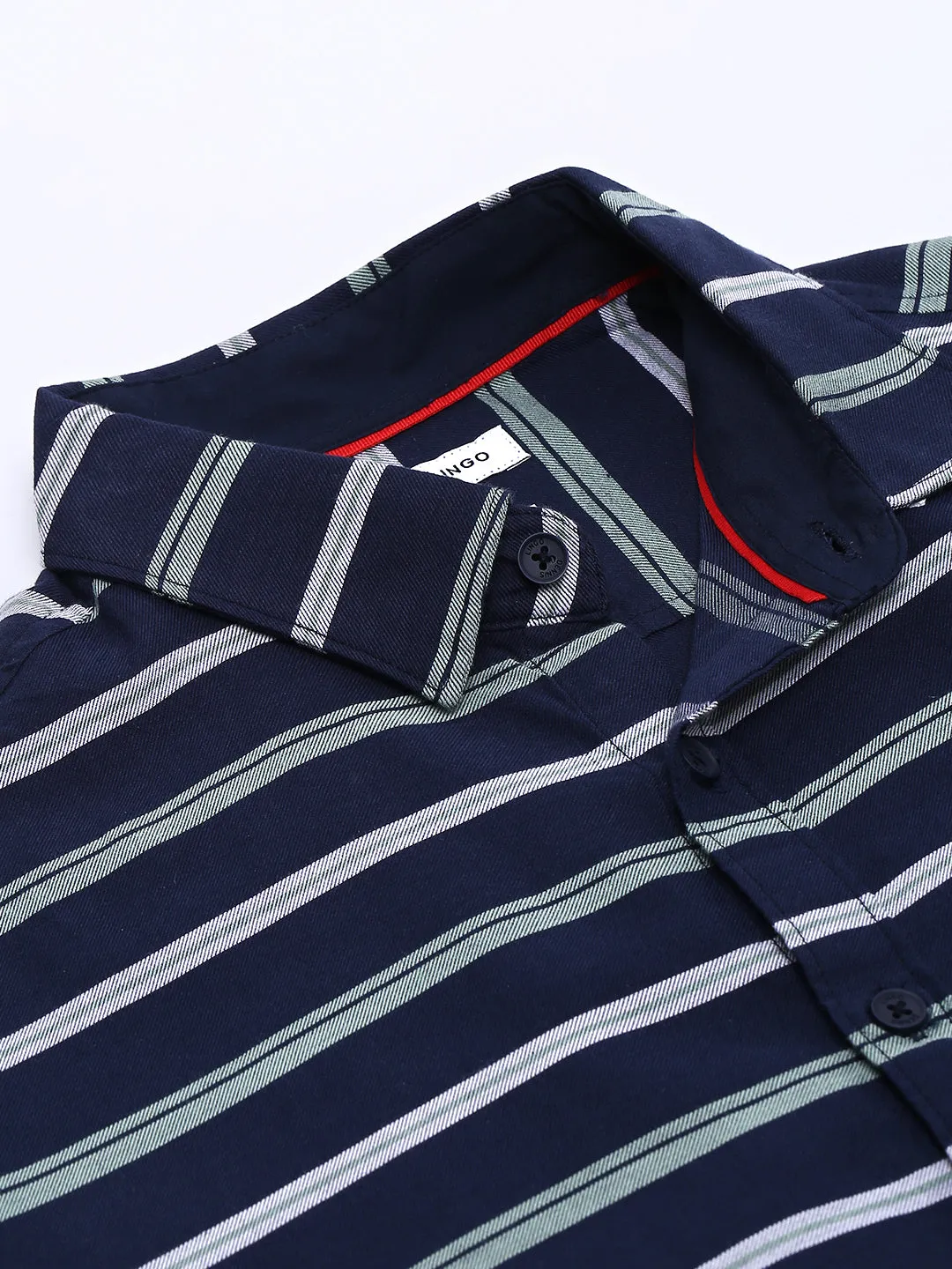 Men's Navy Striped Slim Fit Casual Shirt