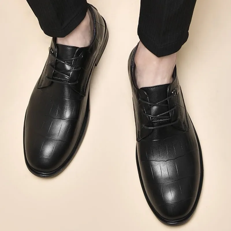 Men's Orthopedic Classic Leather Shoes Fashion Platform Brogue Oxford Men Casual Wingtip Dress Shoes for Men(8.5)