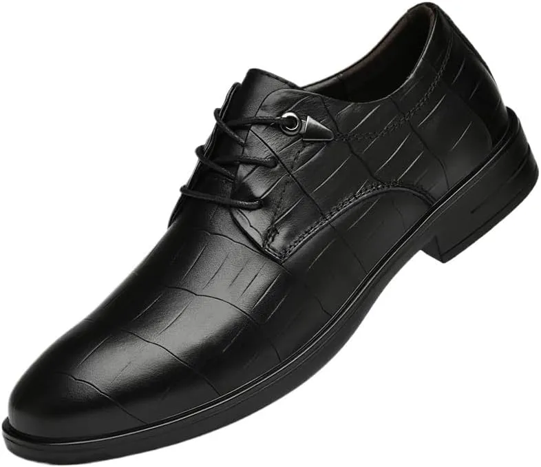 Men's Orthopedic Classic Leather Shoes Fashion Platform Brogue Oxford Men Casual Wingtip Dress Shoes for Men(8.5)